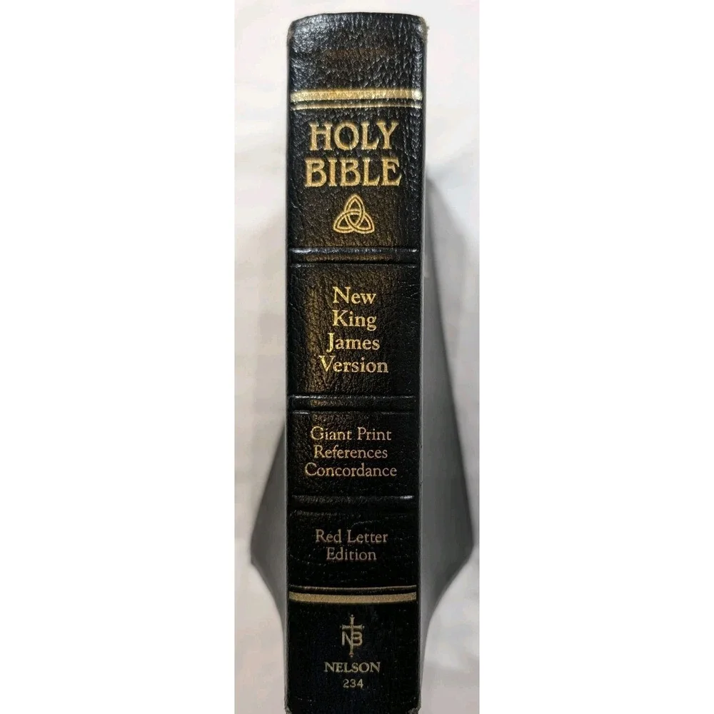 NKJV Holy Bible Thomas Nelson 234 Giant Print Red Letter Bonded Leather Vintage